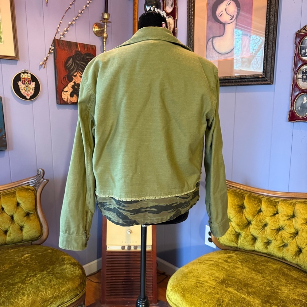 Pam & Gela Slouchy Army Jacket With Removable Faux Fur Lining Size Small - Picture 4 of 9